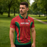 Custom Portugal Football Zipper Polo Shirt 2026 Come On Selecao das Quinas - Red - Wonder Print Shop