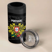 Custom Portugal Football 4 in 1 Can Cooler Tumbler 2026 Come On Selecao das Quinas - Black - Wonder Print Shop