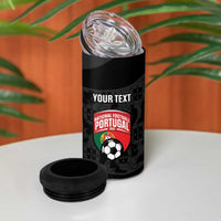 Custom Portugal Football 4 in 1 Can Cooler Tumbler 2026 Come On Selecao das Quinas - Black - Wonder Print Shop