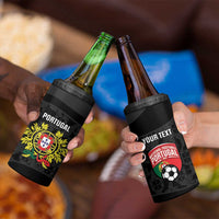 Custom Portugal Football 4 in 1 Can Cooler Tumbler 2026 Come On Selecao das Quinas - Black - Wonder Print Shop