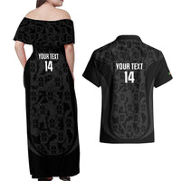 Custom Portugal Football Couples Matching Off Shoulder Maxi Dress and Hawaiian Shirt 2026 Come On Selecao das Quinas - Black - Wonder Print Shop