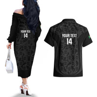 Custom Portugal Football Couples Matching Off The Shoulder Long Sleeve Dress and Hawaiian Shirt 2026 Come On Selecao das Quinas - Black - Wonder Print Shop