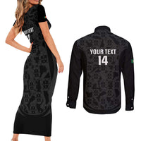 Custom Portugal Football Couples Matching Short Sleeve Bodycon Dress and Long Sleeve Button Shirt 2026 Come On Selecao das Quinas - Black - Wonder Print Shop