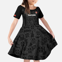 Custom Portugal Football Family Matching Off The Shoulder Long Sleeve Dress and Hawaiian Shirt 2026 Come On Selecao das Quinas - Black - Wonder Print Shop