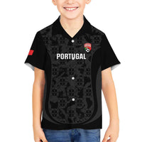 Custom Portugal Football Family Matching Off The Shoulder Long Sleeve Dress and Hawaiian Shirt 2026 Come On Selecao das Quinas - Black - Wonder Print Shop