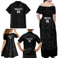 Custom Portugal Football Family Matching Off Shoulder Maxi Dress and Hawaiian Shirt 2026 Come On Selecao das Quinas - Black - Wonder Print Shop