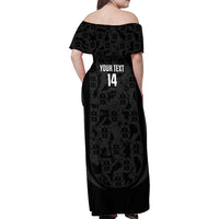 Custom Portugal Football Family Matching Off Shoulder Maxi Dress and Hawaiian Shirt 2026 Come On Selecao das Quinas - Black - Wonder Print Shop