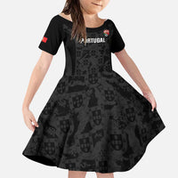 Custom Portugal Football Family Matching Off Shoulder Short Dress and Hawaiian Shirt 2026 Come On Selecao das Quinas - Black - Wonder Print Shop