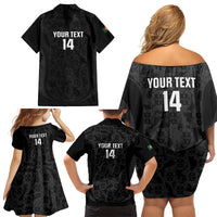 Custom Portugal Football Family Matching Off Shoulder Short Dress and Hawaiian Shirt 2026 Come On Selecao das Quinas - Black - Wonder Print Shop