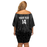 Custom Portugal Football Family Matching Off Shoulder Short Dress and Hawaiian Shirt 2026 Come On Selecao das Quinas - Black - Wonder Print Shop