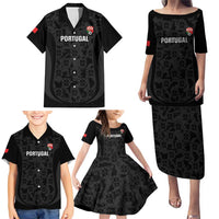 Custom Portugal Football Family Matching Puletasi and Hawaiian Shirt 2026 Come On Selecao das Quinas - Black - Wonder Print Shop