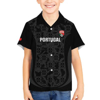 Custom Portugal Football Family Matching Short Sleeve Bodycon Dress and Hawaiian Shirt 2026 Come On Selecao das Quinas - Black - Wonder Print Shop