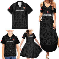 Custom Portugal Football Family Matching Summer Maxi Dress and Hawaiian Shirt 2026 Come On Selecao das Quinas - Black - Wonder Print Shop