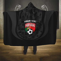 Custom Portugal Football Hooded Blanket 2026 Come On Selecao das Quinas - Black - Wonder Print Shop