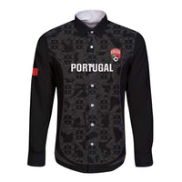 Custom Portugal Football Long Sleeve Button Shirt 2026 Come On Selecao das Quinas - Black - Wonder Print Shop