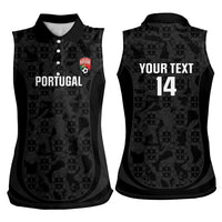 Custom Portugal Football Women Sleeveless Polo Shirt 2026 Come On Selecao das Quinas - Black - Wonder Print Shop