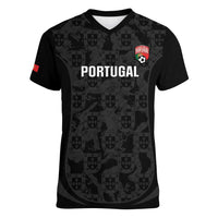 Custom Portugal Football Women V-Neck T-Shirt 2026 Come On Selecao das Quinas - Black - Wonder Print Shop