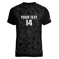 Custom Portugal Football Women V-Neck T-Shirt 2026 Come On Selecao das Quinas - Black - Wonder Print Shop
