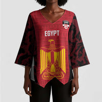 Custom Egypt Football Kimono Sleeve Blouse 2026 Go Pharaohs Ancient Egyptian Pattern - Wonder Print Shop