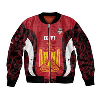Custom Egypt Football Sleeve Zip Bomber Jacket 2026 Go Pharaohs Ancient Egyptian Pattern - Wonder Print Shop