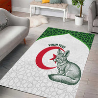 Custom Algeria Football Area Rug 2026 Go Greens Fennec With Islamic Pattern - Wonder Print Shop