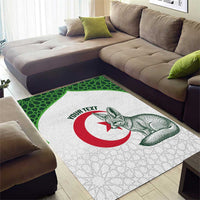 Custom Algeria Football Area Rug 2026 Go Greens Fennec With Islamic Pattern - Wonder Print Shop