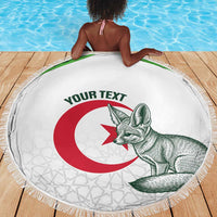 Custom Algeria Football Beach Blanket 2026 Go Greens Fennec With Islamic Pattern - Wonder Print Shop