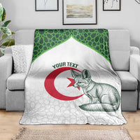 Custom Algeria Football Blanket 2026 Go Greens Fennec With Islamic Pattern - Wonder Print Shop