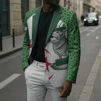Custom Algeria Football Blazer 2026 Go Greens Fennec With Islamic Pattern - Wonder Print Shop