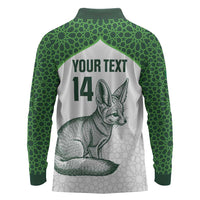 Custom Algeria Football Long Sleeve Polo Shirt 2026 Go Greens Fennec With Islamic Pattern - Wonder Print Shop