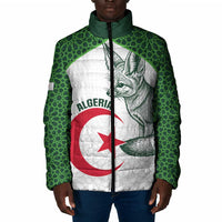 Custom Algeria Football Padded Jacket 2026 Go Greens Fennec With Islamic Pattern - Wonder Print Shop