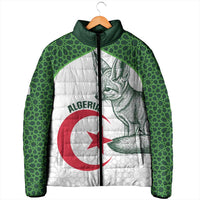 Custom Algeria Football Padded Jacket 2026 Go Greens Fennec With Islamic Pattern - Wonder Print Shop