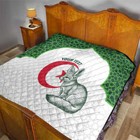 Custom Algeria Football Quilt 2026 Go Greens Fennec With Islamic Pattern - Wonder Print Shop