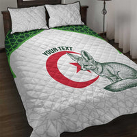 Custom Algeria Football Quilt Bed Set 2026 Go Greens Fennec With Islamic Pattern - Wonder Print Shop