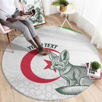 Custom Algeria Football Round Carpet 2026 Go Greens Fennec With Islamic Pattern - Wonder Print Shop