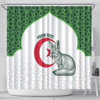 Custom Algeria Football Shower Curtain 2026 Go Greens Fennec With Islamic Pattern - Wonder Print Shop