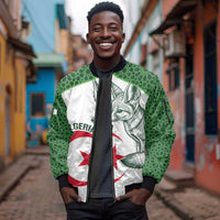 Custom Algeria Football Sleeve Zip Bomber Jacket 2026 Go Greens Fennec With Islamic Pattern - Wonder Print Shop