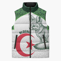 Custom Algeria Football Sleeveless Puffer Jacket 2026 Go Greens Fennec With Islamic Pattern - Wonder Print Shop