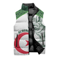 Custom Algeria Football Sleeveless Puffer Jacket 2026 Go Greens Fennec With Islamic Pattern - Wonder Print Shop