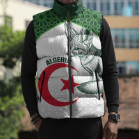 Custom Algeria Football Sleeveless Puffer Jacket 2026 Go Greens Fennec With Islamic Pattern - Wonder Print Shop
