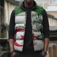 Custom Algeria Football Sleeveless Puffer Jacket 2026 Go Greens Fennec With Islamic Pattern - Wonder Print Shop