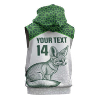 Custom Algeria Football Sleeveless Zip Hoodie 2026 Go Greens Fennec With Islamic Pattern - Wonder Print Shop