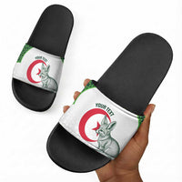 Custom Algeria Football Slide Sandals 2026 Go Greens Fennec With Islamic Pattern - Wonder Print Shop