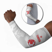 Custom Tunisia Football Arm Sleeves 2026 Eagles of Carthage White Grunge - Wonder Print Shop