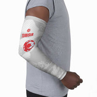 Custom Tunisia Football Arm Sleeves 2026 Eagles of Carthage White Grunge - Wonder Print Shop