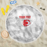 Custom Tunisia Football Beach Blanket 2026 Eagles of Carthage White Grunge - Wonder Print Shop