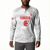 Custom Tunisia Football Button Sweatshirt 2026 Eagles of Carthage White Grunge