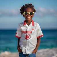 Custom Tunisia Football Kid Hawaiian Shirt 2026 Eagles of Carthage White Grunge LT14