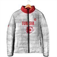 Custom Tunisia Football Padded Jacket 2026 Eagles of Carthage White Grunge - Wonder Print Shop