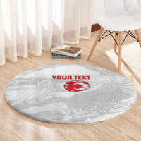 Custom Tunisia Football Round Carpet 2026 Eagles of Carthage White Grunge - Wonder Print Shop